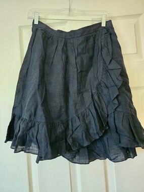 J. Crew Navy blue A-Line Skirt with Ruffle Detail